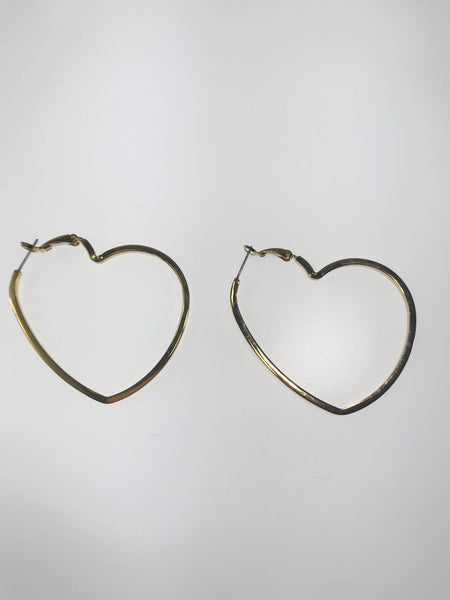 Gold-tone heart-shaped hoop earrings with a polished finish, featuring a chic silhouette and secure latch-back closure