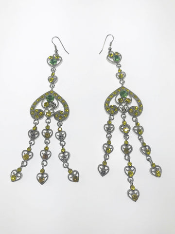 Chandelier Earrings - Green and Yellow Stone