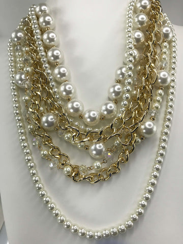 Pearl And Gold Necklace Set