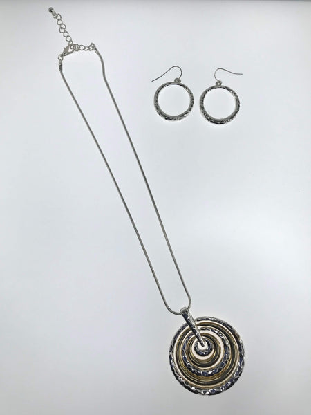 Round Necklace Set - Gold and Silver Platted