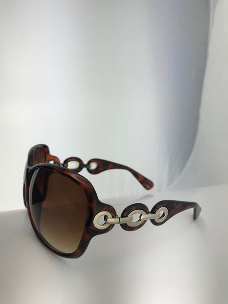 Brown Sunglasses With Gold Links