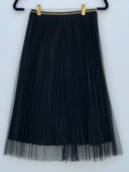 Midi Skirt With Metallic Dust - Black - TARU Clothing