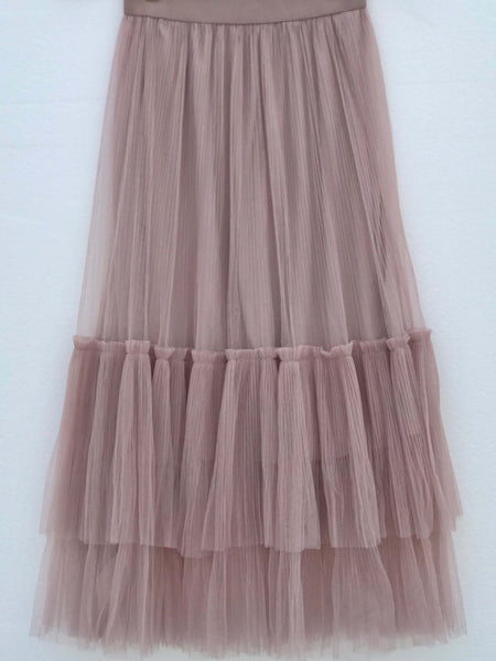 Blush Ruffled Midi Skirt