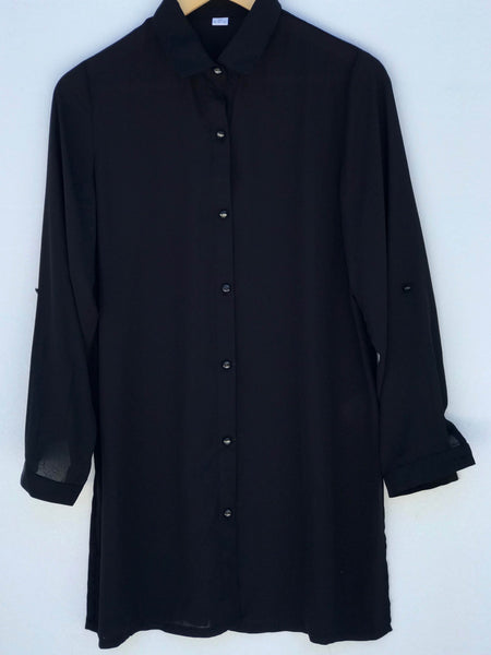 Basic Black Button Up Blouse