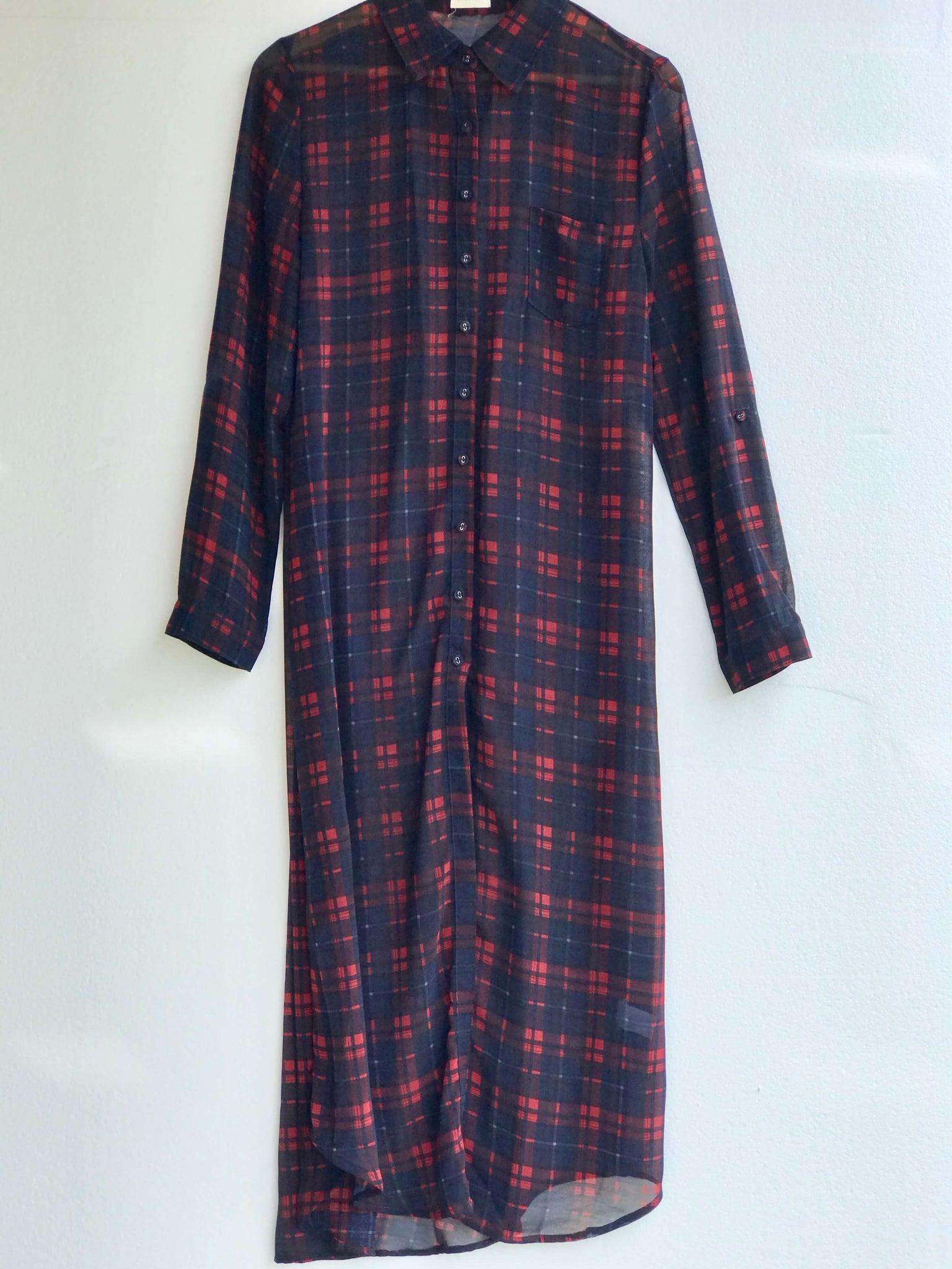 Plaid Passion Navy Shirt Dress