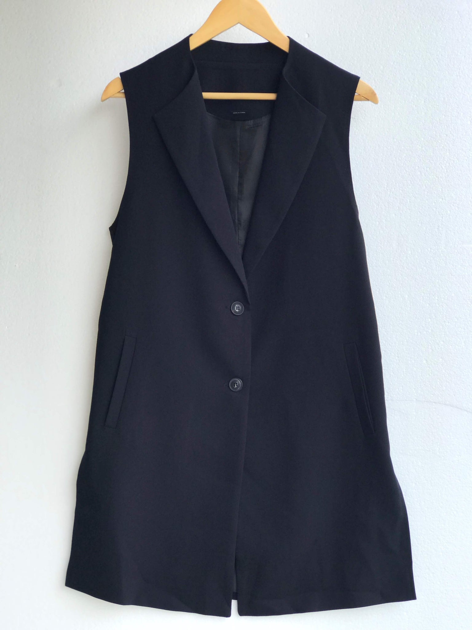 Classic Long Vest - Black - Two Buttons - TARU Clothing