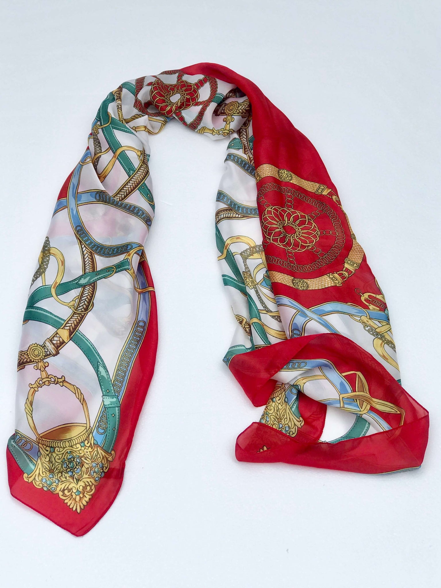 Silk Scarf With Links - Red