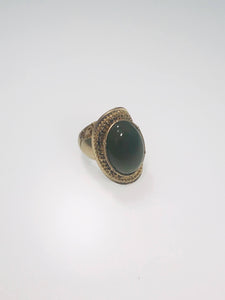 Stretch Ethnic Ring With Olive Green Stone